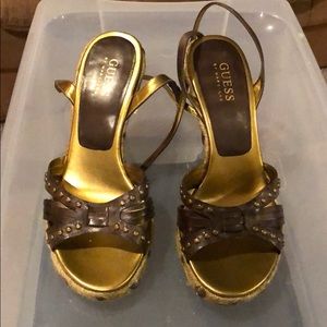 Lightly Worn** Wedge Heel Open Toe Heels
